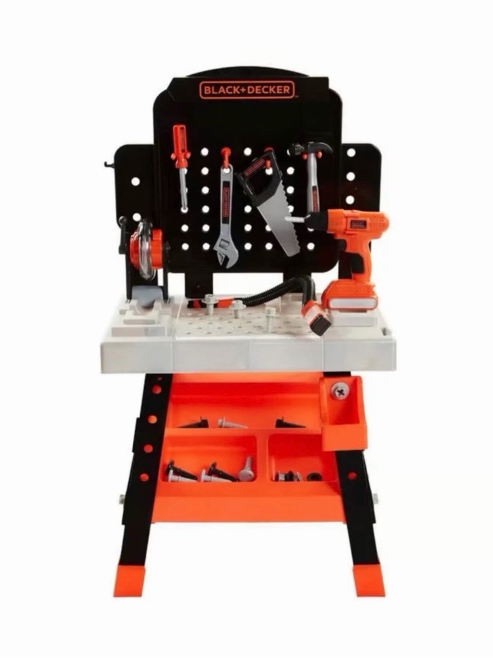 Black & Decker Kids Orange & Black Toy Workbench with Tools